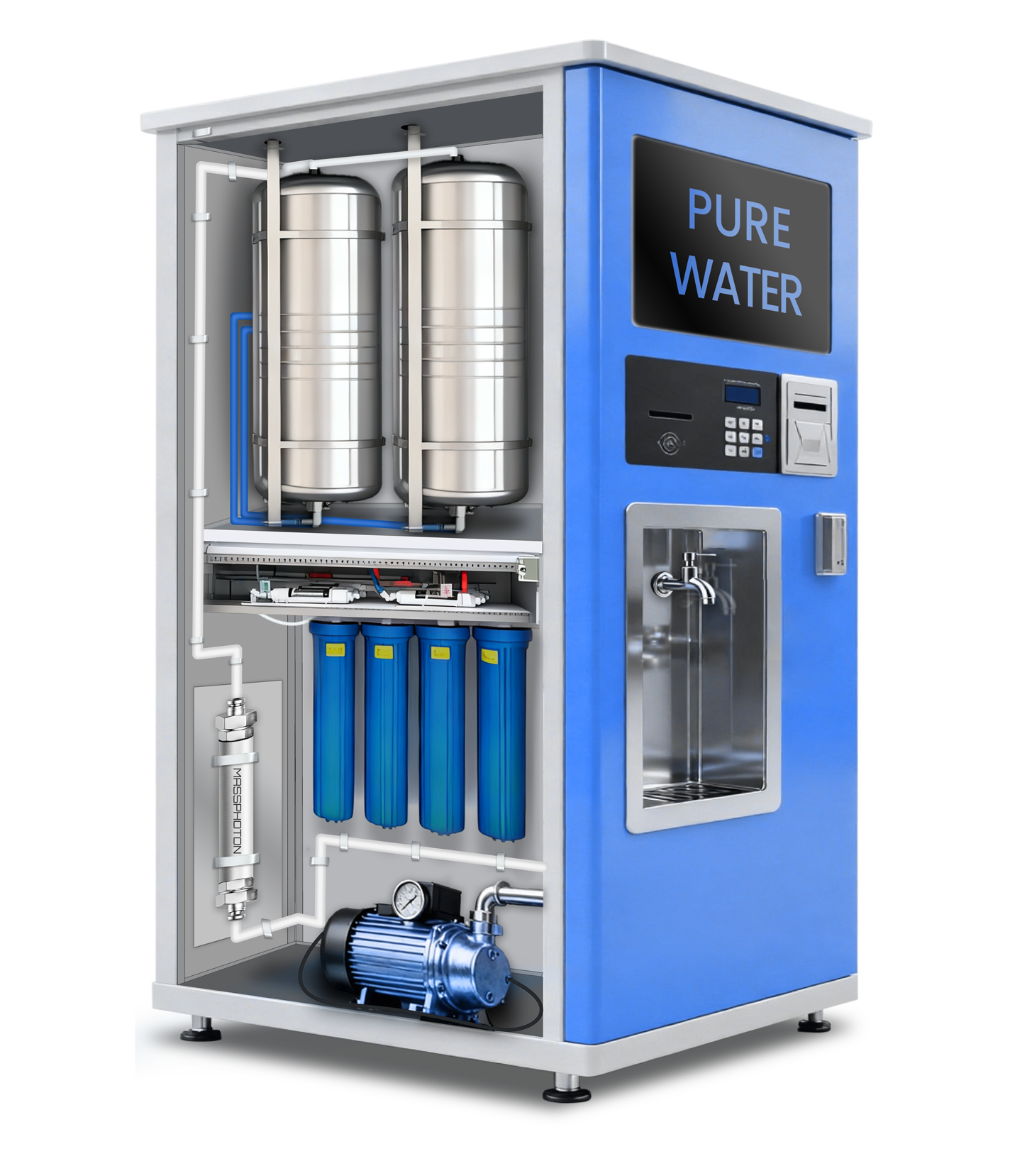 UVC LED water disinfection module integration diagram for vending machine: Deep UV sterilization + chemical-free direct drinking system