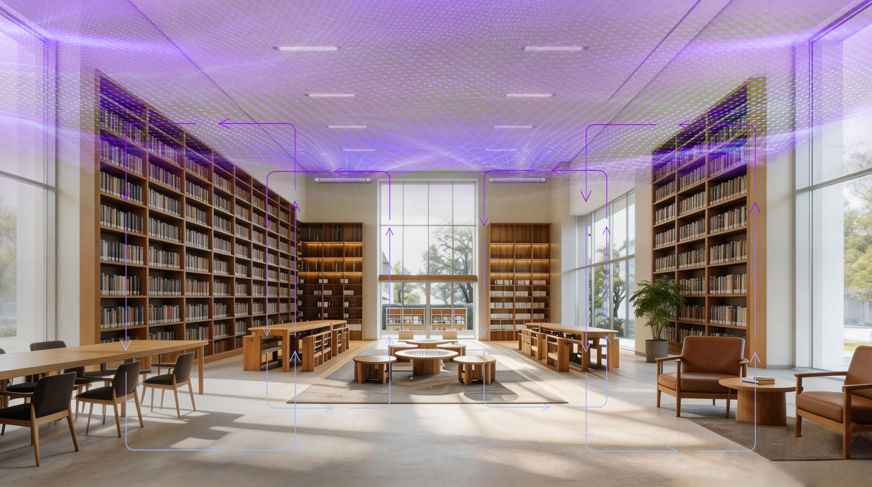 Upper-room ultraviolet germicidal irradiation