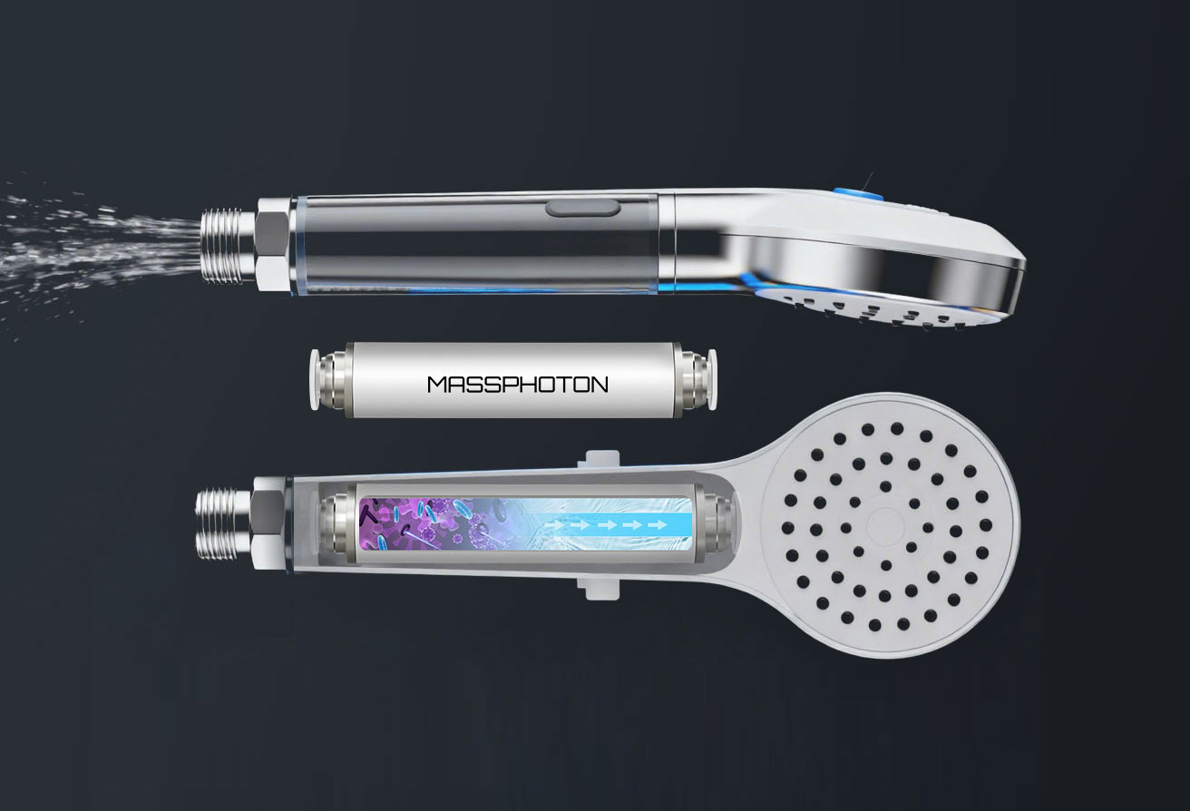 Shower Head with Integrated UV-C Disinfection Module