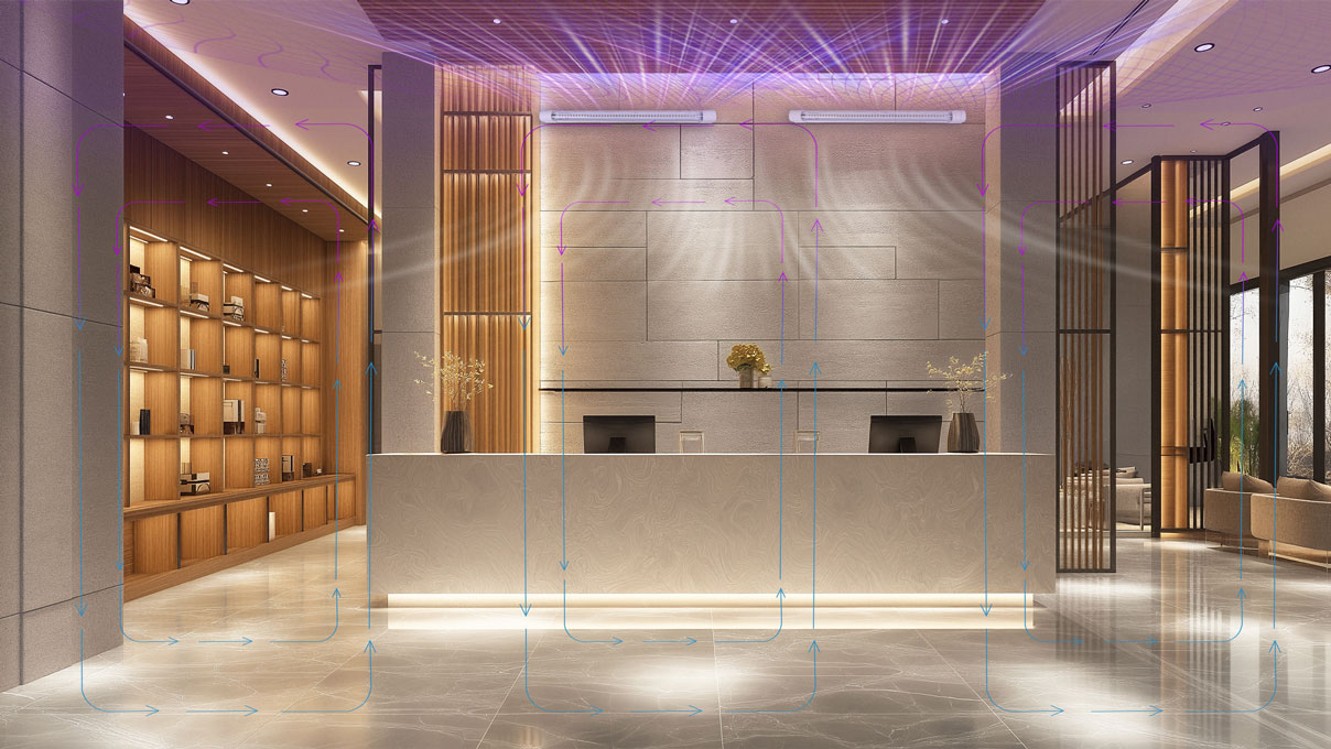 Upper-room ultraviolet germicidal irradiation